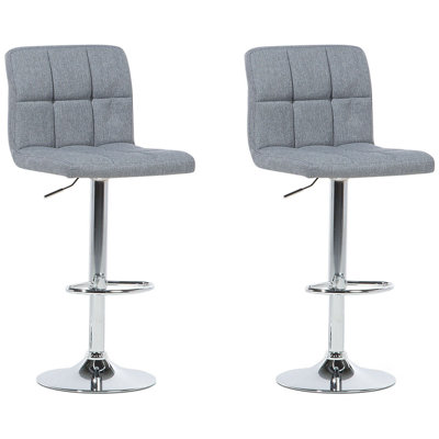 Set of 2 Bar Chairs MARION Swivel Light Grey