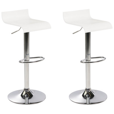 Set of 2 Bar Chairs VALENCIA Swivel White