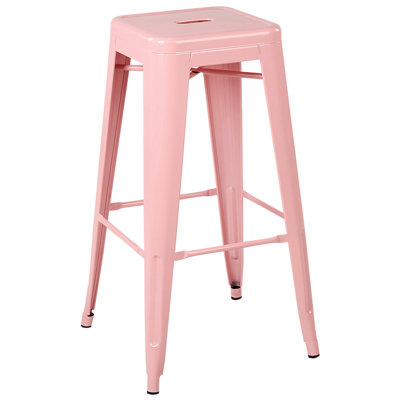 Set of 2 Bar Stools CABRILLO Metal Pink