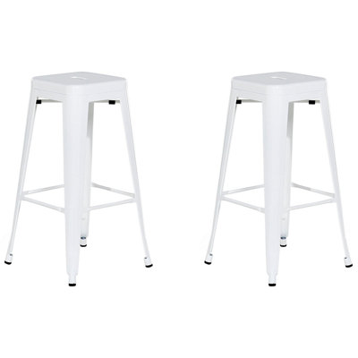 Set of 2 Bar Stools CABRILLO Metal White