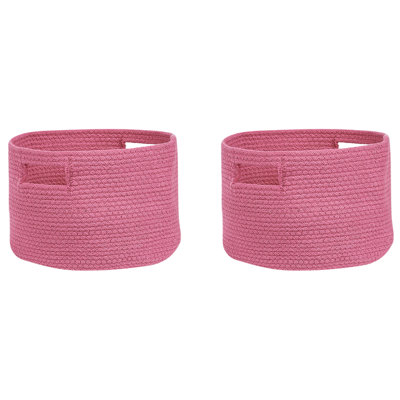 Set of 2 Baskets CHINIOT Cotton Fuchsia Pink