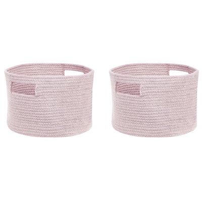 Set of 2 Baskets CHINIOT Cotton Pastel Pink