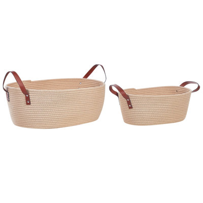 Set of 2 Baskets GISSAR Cotton Light Beige