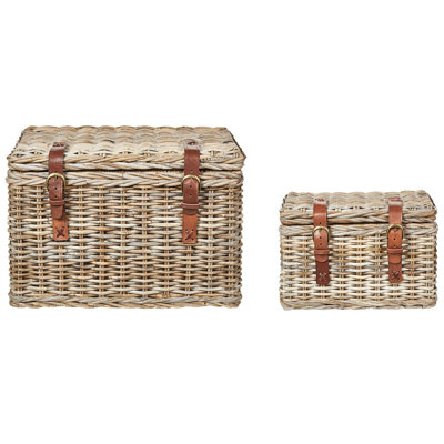 Set of 2 Baskets IRBID Rattan Natural