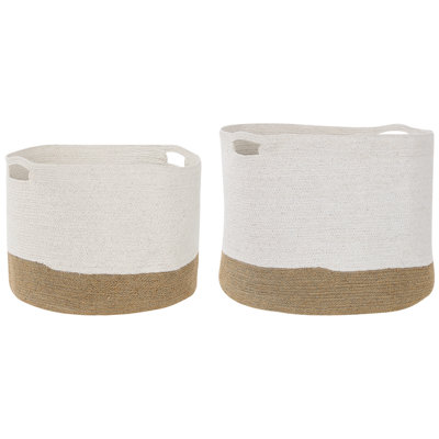 Set of 2 Baskets KAHAN Cotton White
