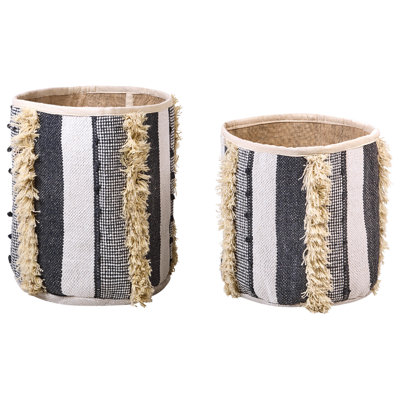 Set of 2 Baskets KOTKAI Cotton Grey