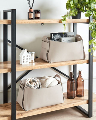 Set of 2 Baskets NUZI Faux Leather Beige