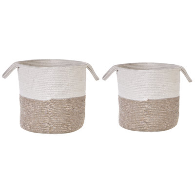 Set of 2 Baskets PAZHA Cotton Beige