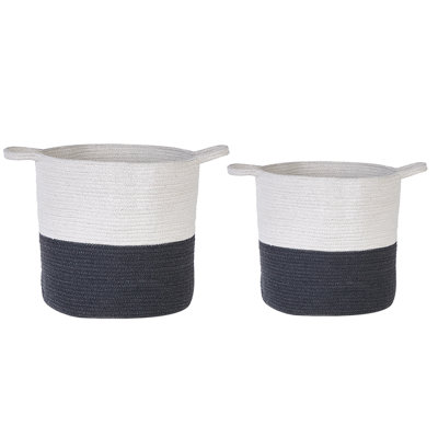 Set of 2 Baskets PAZHA Cotton Black