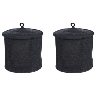 Set of 2 Baskets SILOPI Cotton Black