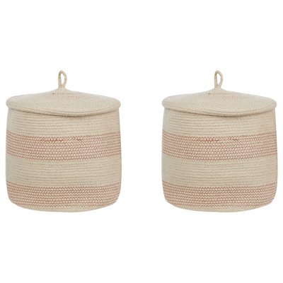 Set of 2 Baskets SILOPI Cotton Light Beige