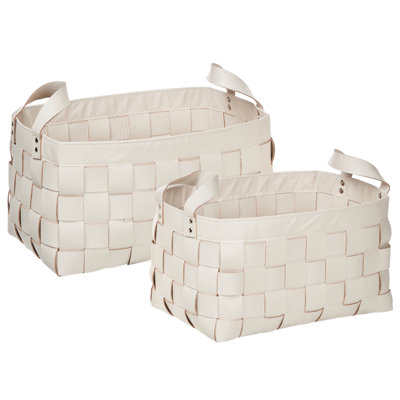 Set of 2 Baskets SIPPAR Faux Leather Beige