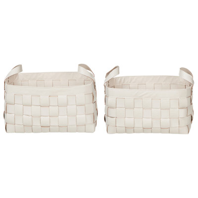 Set of 2 Baskets SIPPAR Faux Leather Beige