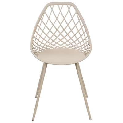 Set of 2 Beige Dining Chairs with Net Backrest, Scandinavian Design ...