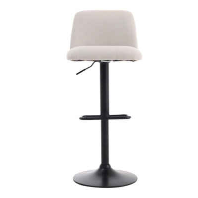 Set of 2 Beige Linen Upholstered Swivel Counter Bar Stools with Mid Backrest