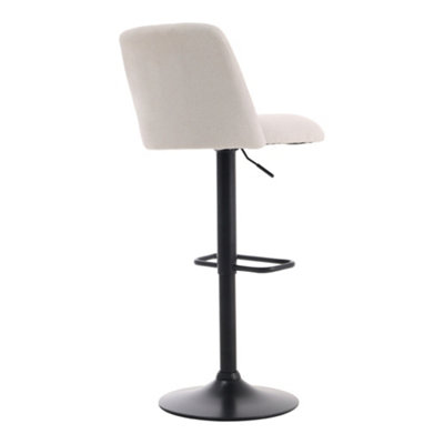 Set of 2 Beige Linen Upholstered Swivel Counter Bar Stools with Mid Backrest