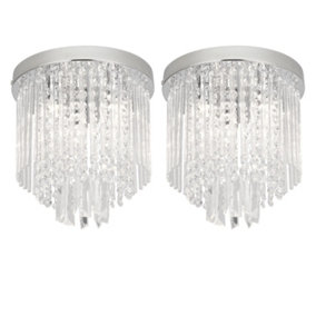 Set of 2 Belgravia - Crystal Flush Ceiling Lights