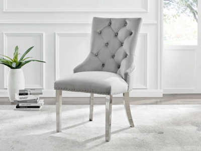 Grey velvet deals side chair