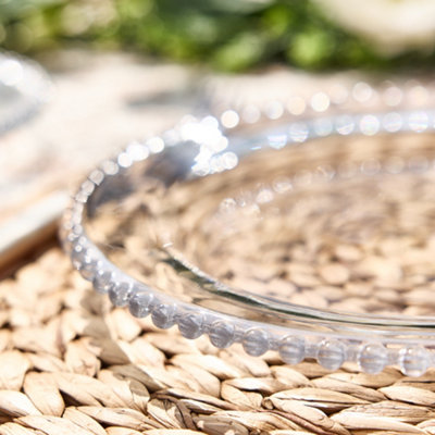 Set of 2 Bella Perle Beaded Glass Tableware Dinner Plate Serving Dish ...