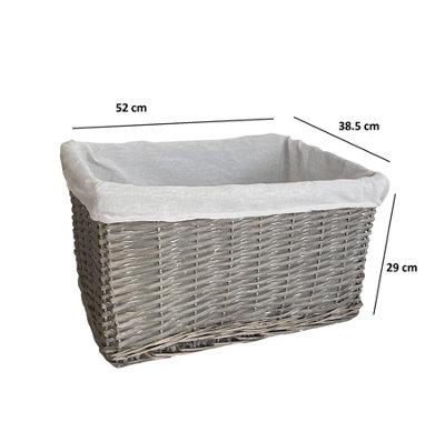 SET OF 2 Big Huge Deep Living Room Fireplace Log Basket Full Wicker Storage Box Grey Extra Large 52 x 38.5 x 29 cm - 4
