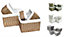 SET OF 2 Big Huge Deep Living Room Fireplace Log Basket Full Wicker Storage Box Natural,Set of 2 Medium 39 x 27 x 23 cm