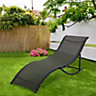 Set of 2 Black Aluminium Frame Ergonomic Garden Sun Lounger Patio Recliner Chair