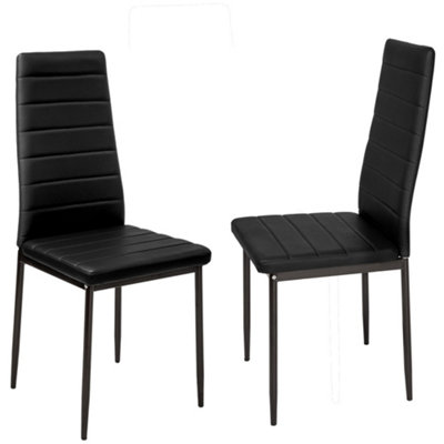 Set of 2 Black Dining Chairs PU Leather Accent Chair Kitchen Chair Set for Dining Room