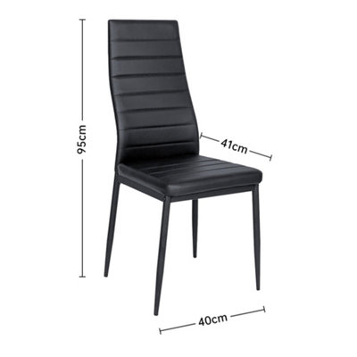 Set of 2 Black Dining Chairs PU Leather Accent Chair Kitchen Chair Set for Dining Room
