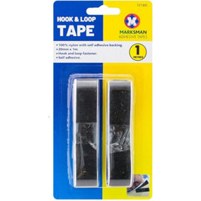 Set Of 2 Black Hook And Loop Tape 20mm X 1m Self Adhesive Fabric Sewing Sticky Craft