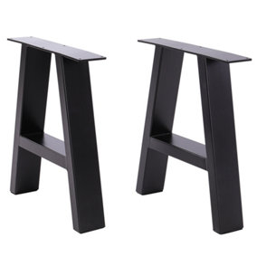 Set of 2 Black Industrial Trapezoid Metal Table Legs Furniture Legs W 35 x H 40 cm