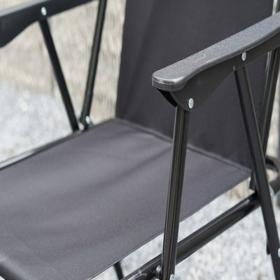 Set Of 2 Black Outdoor Garden Camping Beach Folding Chair