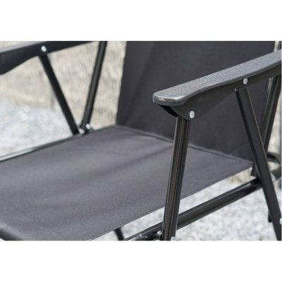 Set Of 2 Black Outdoor Garden Camping Beach Folding Chair - 3