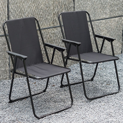 Set Of 2 Black Outdoor Garden Camping Beach Folding Chair - 5