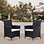 Set of 2 Black Patio Garden Rattan Chairs Dining Seat with Cushions