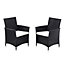 Set of 2 Black Patio Garden Rattan Chairs Dining Seat with Cushions
