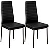 Set of 2 Black PU Leather Dining Chairs Set Accent Chairs with Metal Legs for Kitchen Living Room