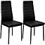 Set of 2 Black PU Leather Dining Chairs Set Accent Chairs with Metal Legs for Kitchen Living Room