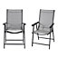 Set of 2 Black Reclining High Back Metallic Frame and Fabric Garden Folding Chairs with Armrests