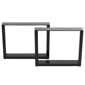 Set of 2 Black Rectangular Industrial Metal Table Legs Furniture Legs for DIY Coffee Table Dining Table W 90 cm
