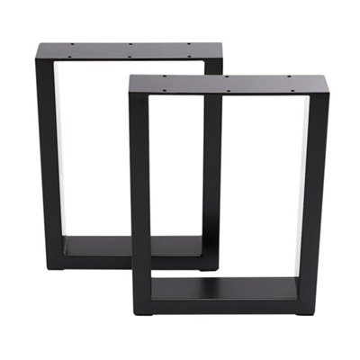 Set of 2 Black Rectangular Metal Furniture Legs Feet Table Legs for DIY ...