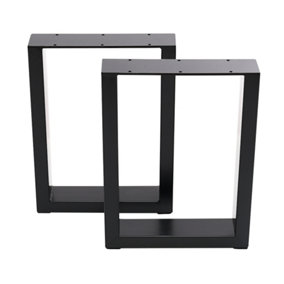 Set of 2 Black Rectangular Metal Furniture Legs Feet Table Legs for DIY Table Cabinet Chair Bench H 40 cm