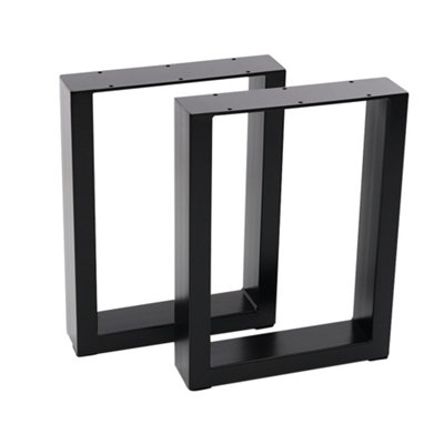 Set of 2 Black Rectangular Metal Table Legs Furniture Legs Feet for DIY Table Cabinet Chair Bench H 71 cm