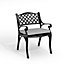 Set of 2 Black Retro Curved Seat Cast Aluminum Garden Chairs Patio Dining Armchair Set with Cushions