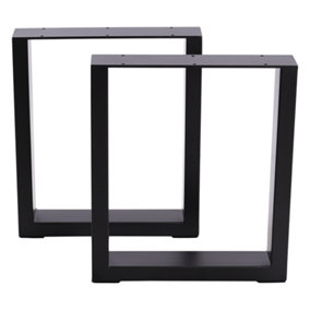 Set of 2 Black Square Metal Furniture Legs Feet Table Legs for DIY Table Cabinet Chair Bench H 71 cm x L 70 cm