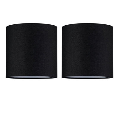 Set of 2 Black Textured Cotton 17cm Table Lamp Shades