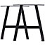 Set of 2 Black Trapezoid Industrial Metal Table Legs Furniture Legs L 69 x H 71 cm