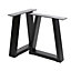 Set of 2 Black Trapezoid Metal Table Legs Furniture Leg for DIY Table Cabinet Chair Bench H 90 cm