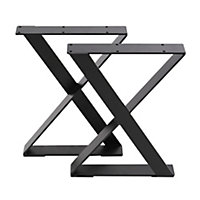 Set of 2 Black X Shaped Industrial Metal Furniture Legs Feet Table Legs W 40 x H 30 cm