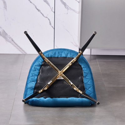 Set of 2 Blue Vittorio Velvet Dining Chairs Upholstered Chairs for Dining Room Armchair