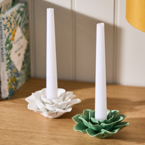 Set of 2 Botanical Taper Table Decoration Candle Holders